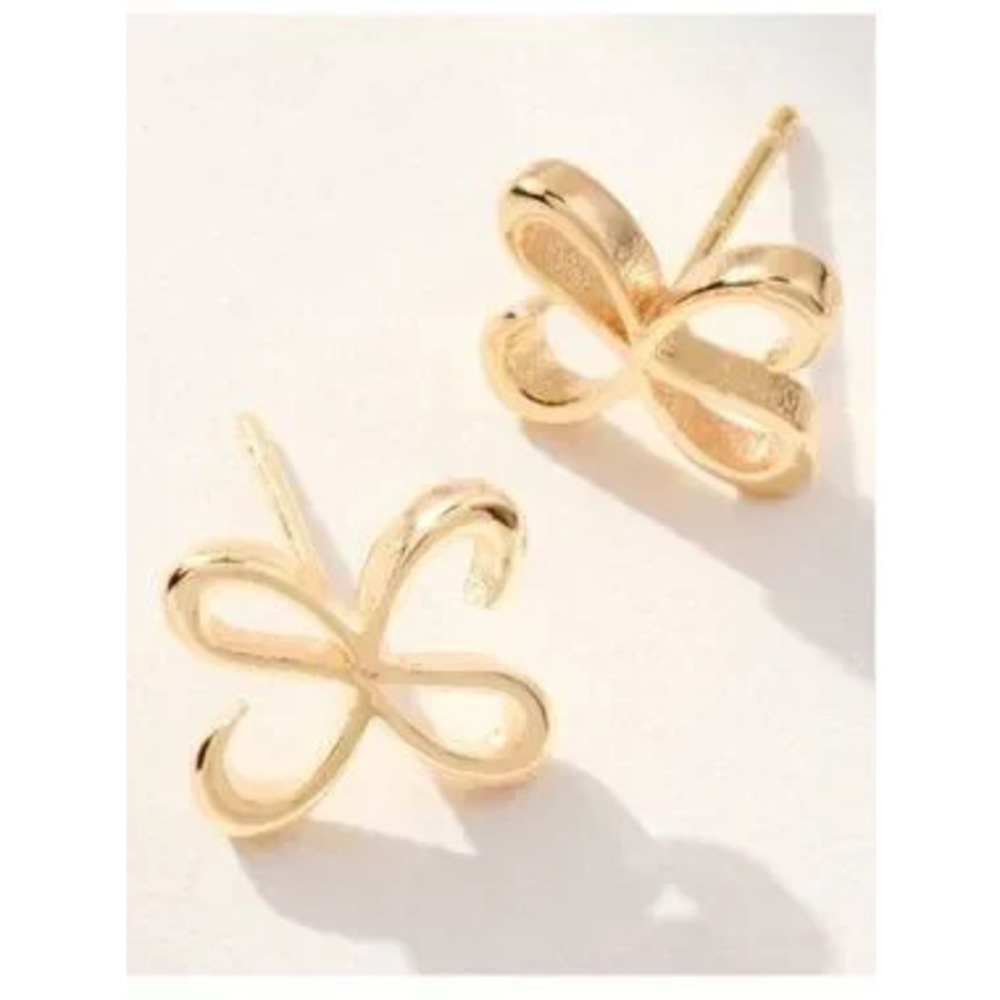 New! Anthropologie Maeve 14K Gold Plated Logo Post Earrings NWT (4004)